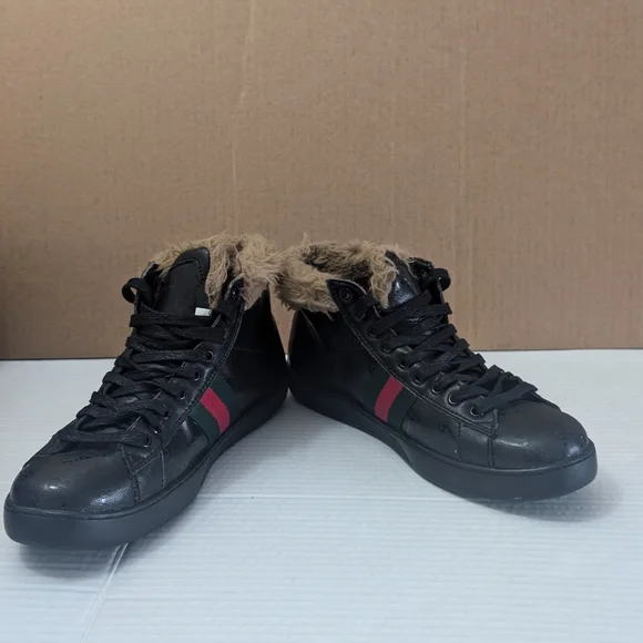 Gucci men's Ace high-top sneakers with Fur Lining Size 8.5 - Picture 8 of 11